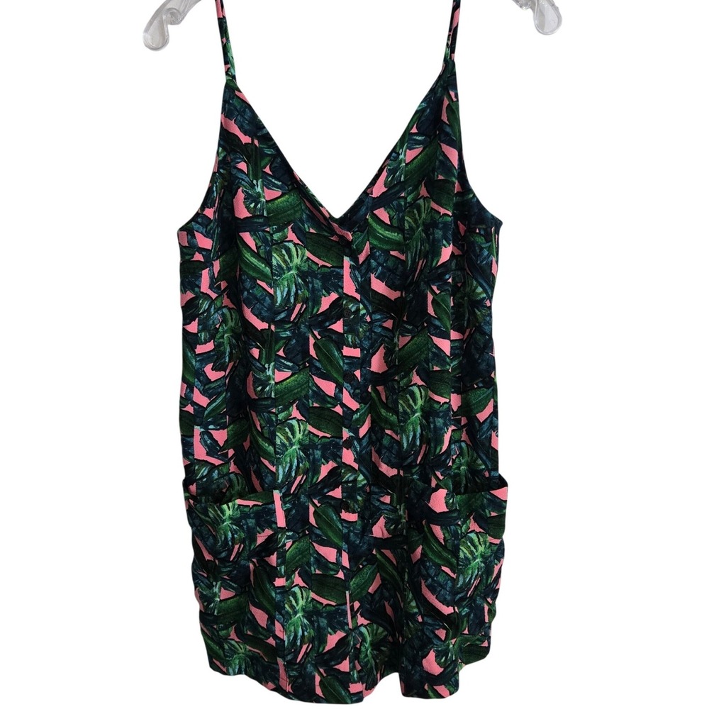 Topshop‎ Tropical Leaf Romper Women's Size 6 Boho Resort Vacation